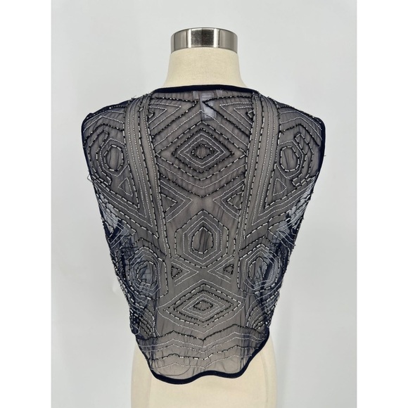Chicos Sheer Embellished Short Vest - Picture 2 of 8